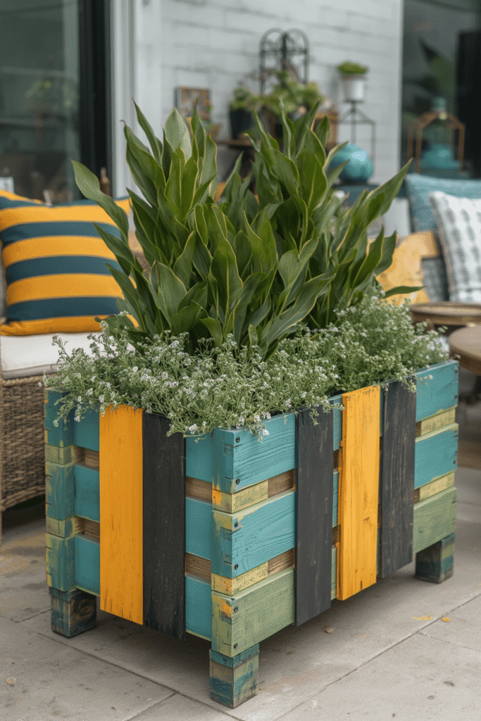 10. Painted Patio Planter Box