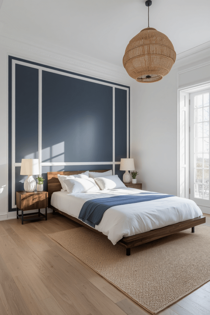 11. Modern Navy Blue Bedroom With Clean Lines