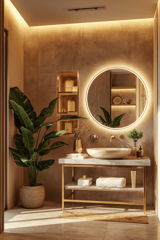 11. Tropical Bathroom Plant Decor