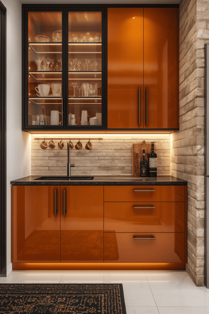 13. Contemporary Orange Kitchen