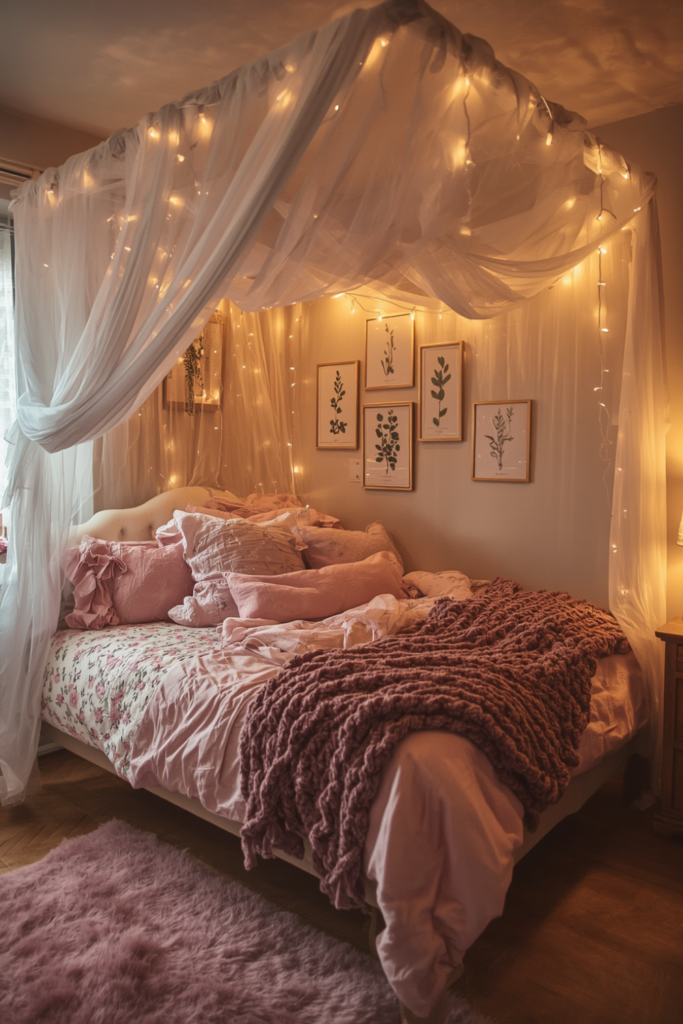 16. Sheer Canopy Over a Lofted Bed