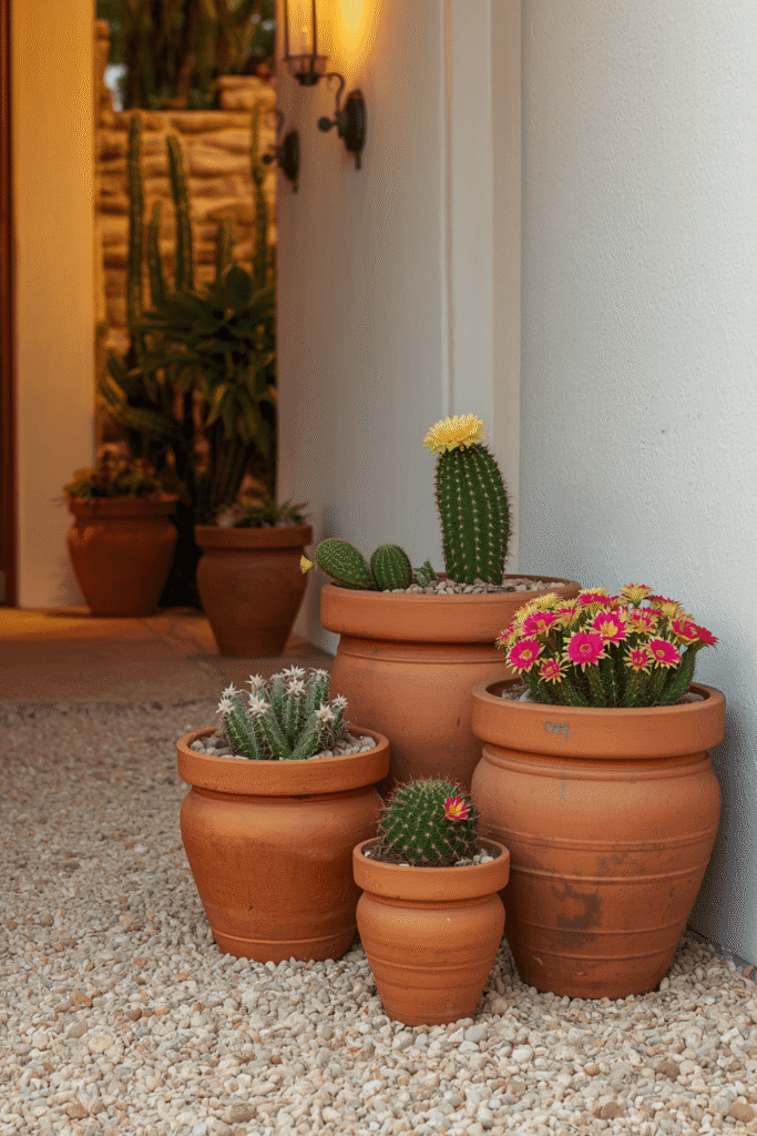 16. Try Arizona Desert Front Yard Ideas with Terracotta Pots