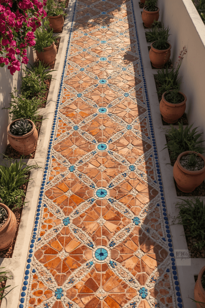 17. Broken Terracotta Pot Mosaic Path