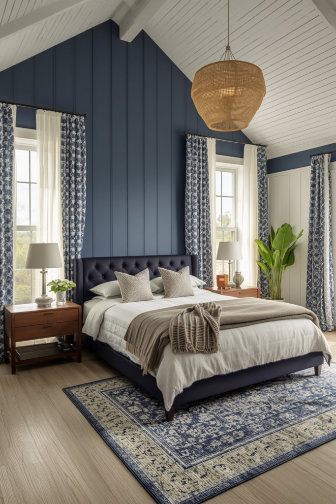 17. Dark Blue Bedroom With Ambient Scent