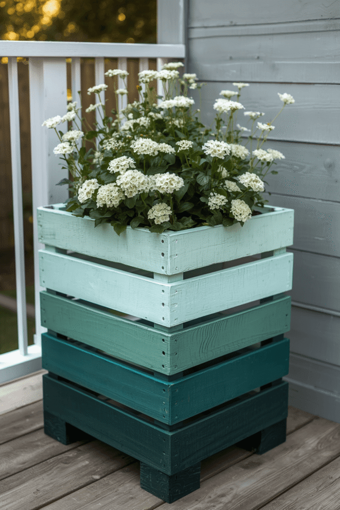 18. Painted Ombre Pallet Planter