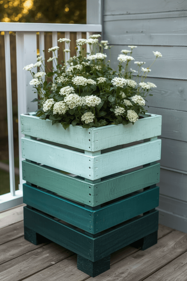 18. Painted Ombre Pallet Planter
