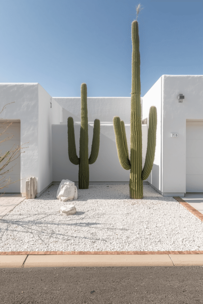19. Go Monochromatic with White Gravel and White Walls