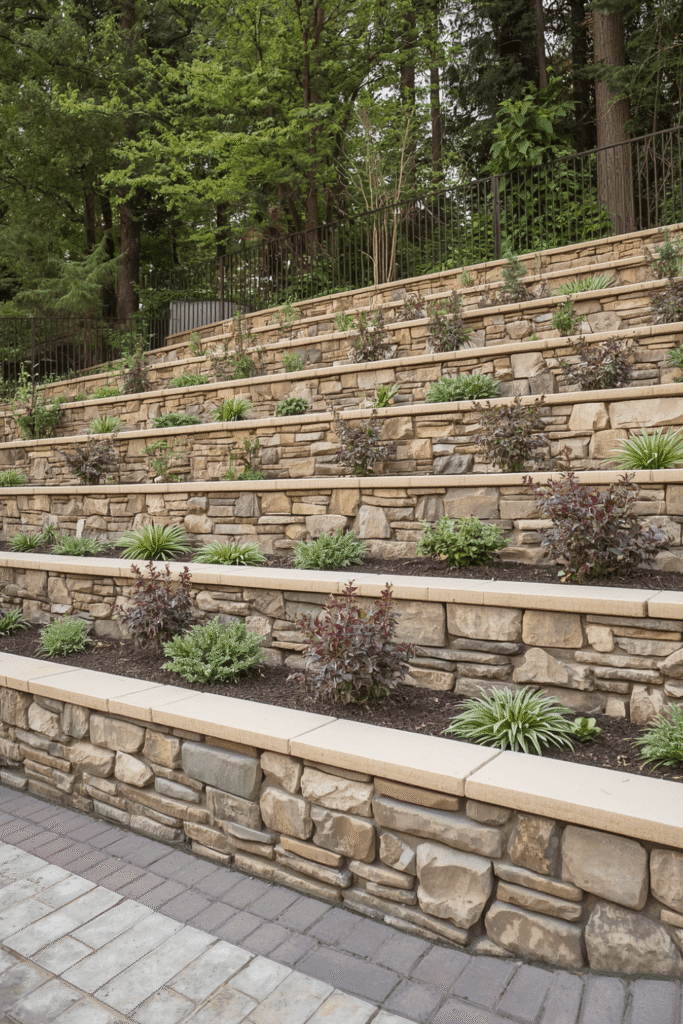 20. Planted Stone Terrace Wall