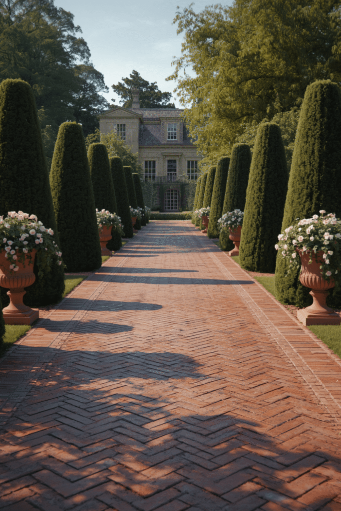 20. Reclaimed Brick Herringbone Path