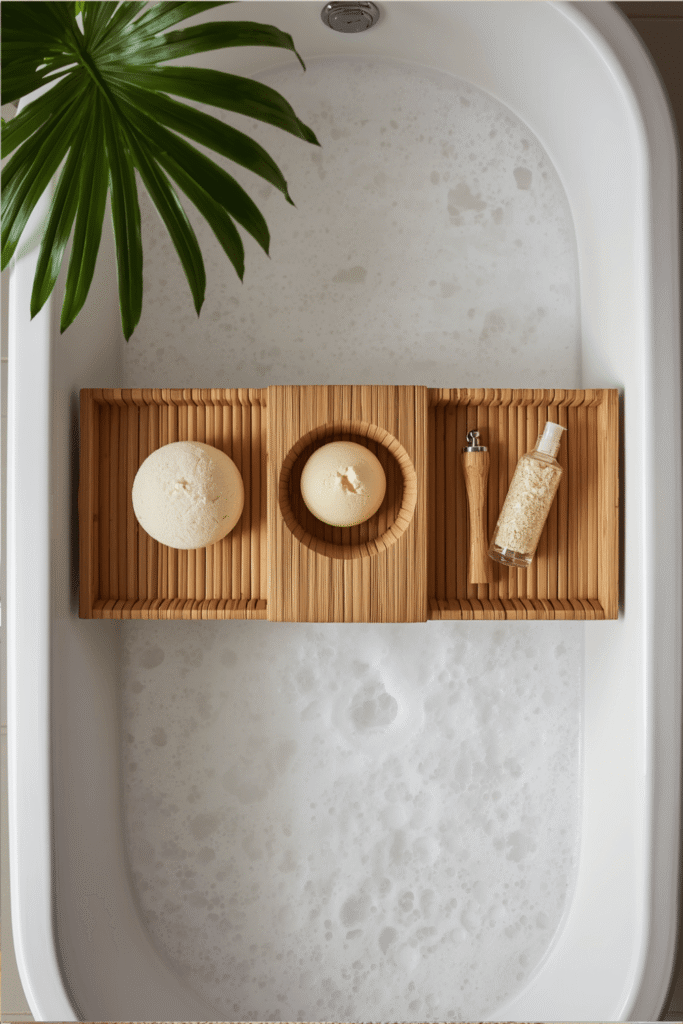 20. Yiilove Bamboo Bathtub Tray