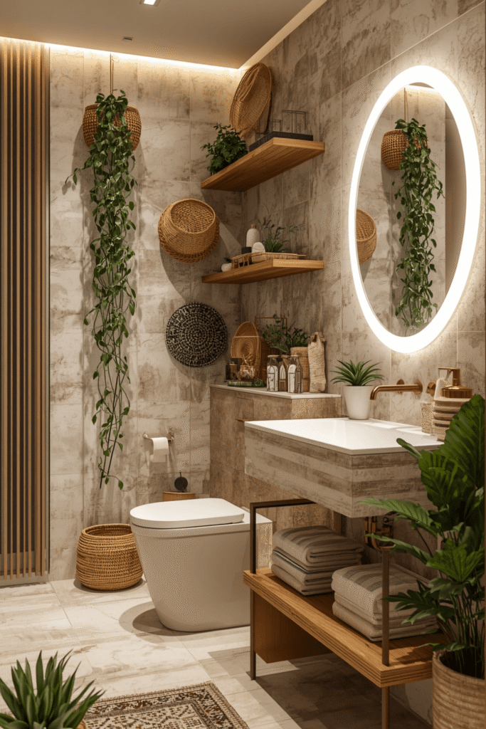 21. Boho Bathroom Plant Decor Ideas
