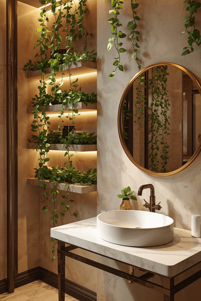 22. Bathroom Vine Plant Decorating Ideas