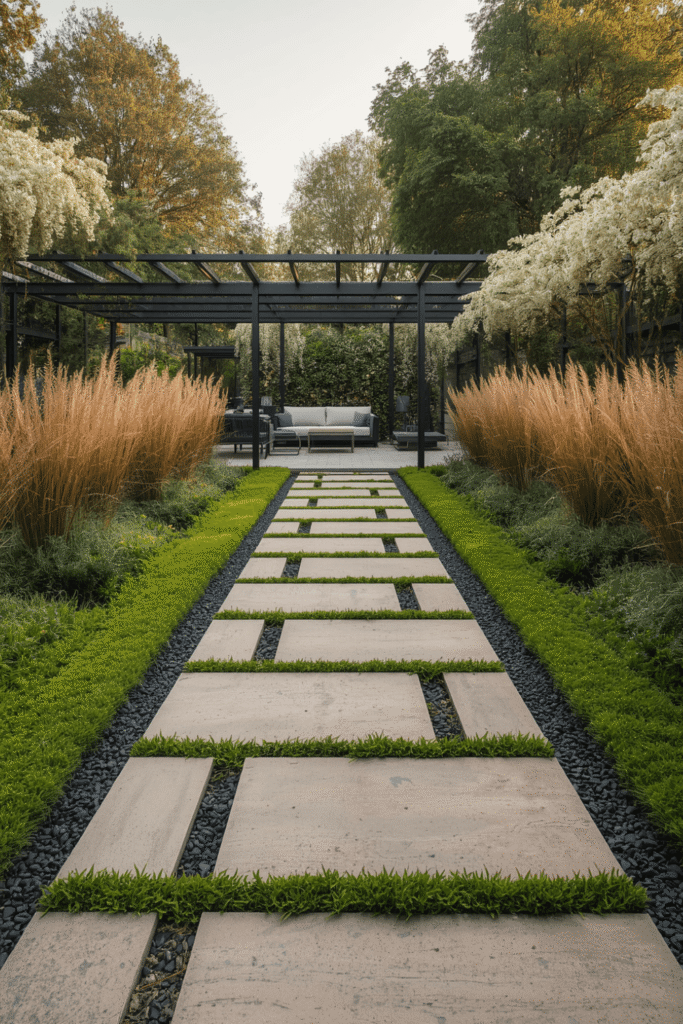 23. Concrete Paver Path in a Grid Pattern