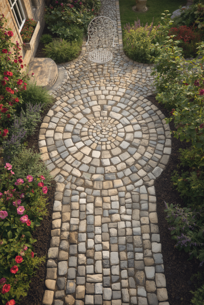 29. Cobblestone-Style Path with Small Rocks