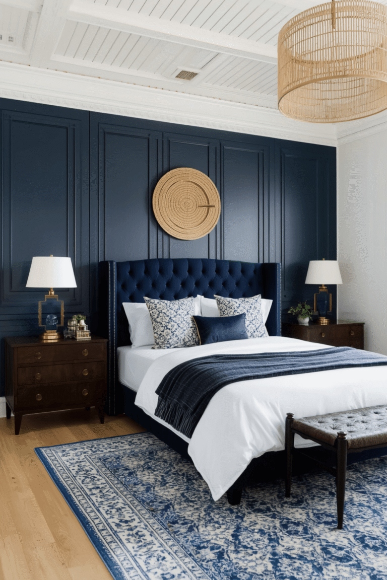 3. Navy Blue and Gold Bedroom Ideas for a Luxe Feel