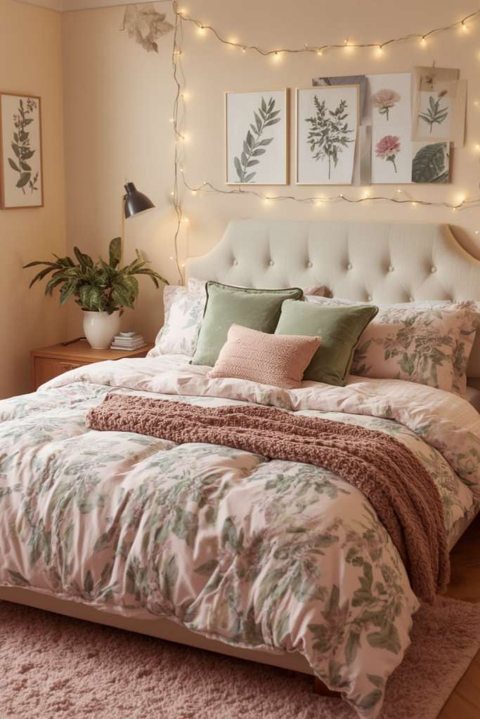 3. Pastel Pink with Sage Green Accents