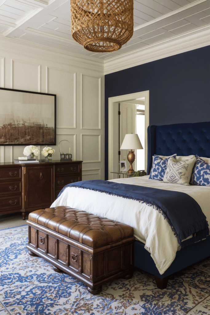 4. Navy Velvet Bedroom Decor for Maximum Coziness