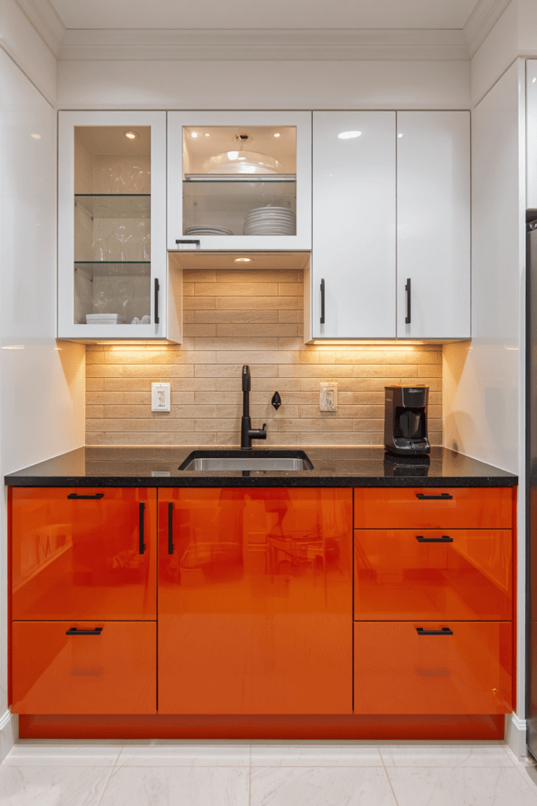 4. Orange and White Kitchen Decor