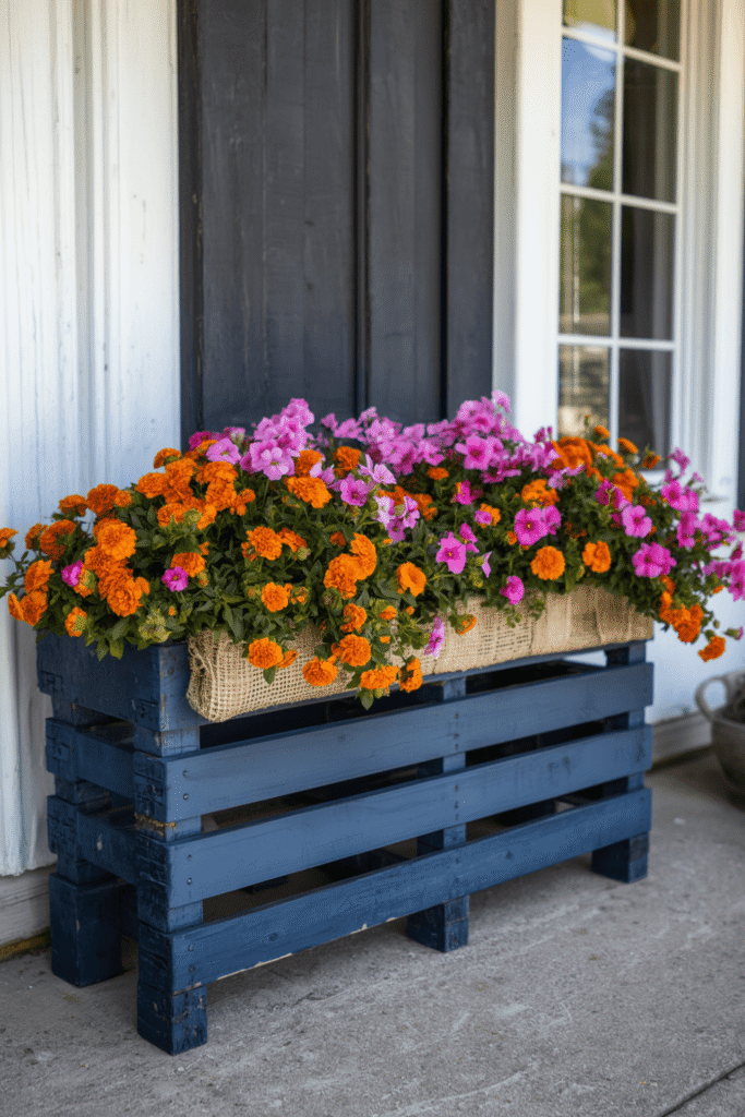 4. Rustic Pallet Flower Planter