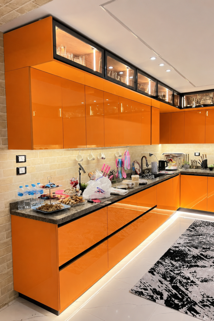8. Rustic Orange Kitchen Cabinets