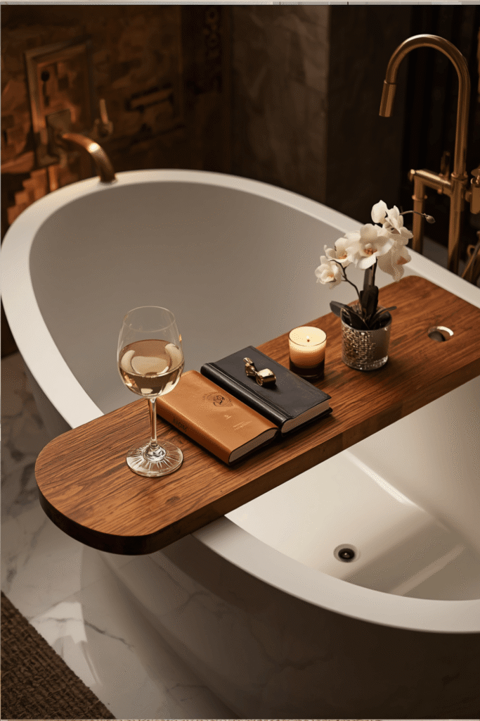 9. Aquateak Original Teak Wood Bath Caddy