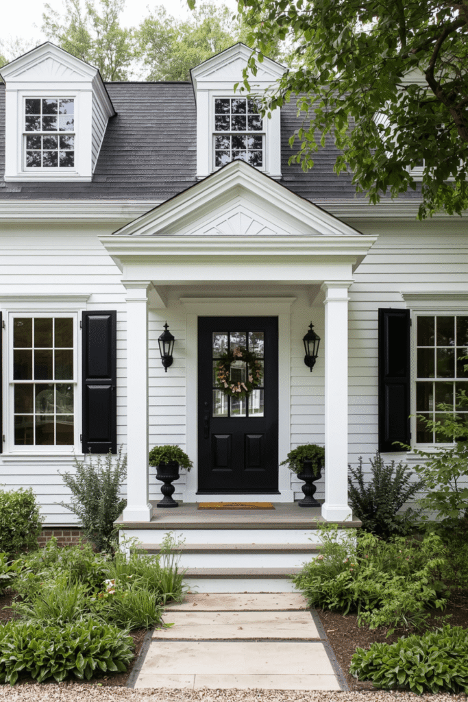 black and white house exterior