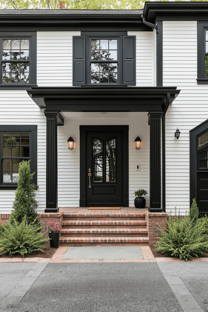 white house exterior black trim