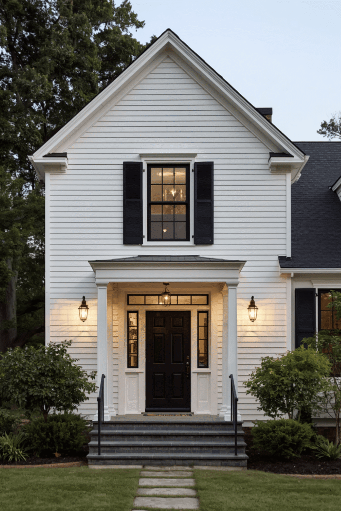 white house with black trim ideas