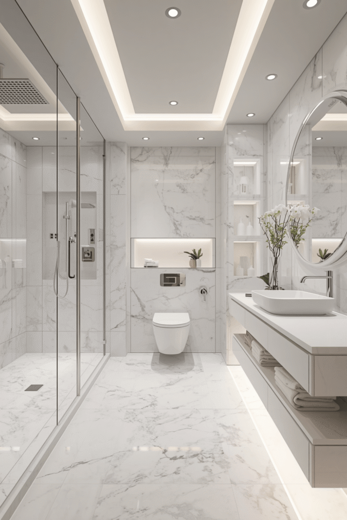 7. Modern Marble Shower Design