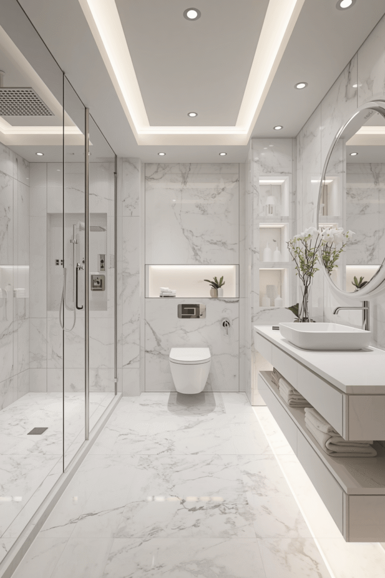 7. Modern Marble Shower Design