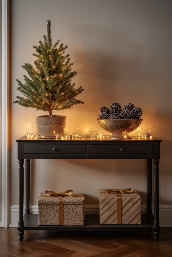 Entryway Table Christmas Decor Ideas