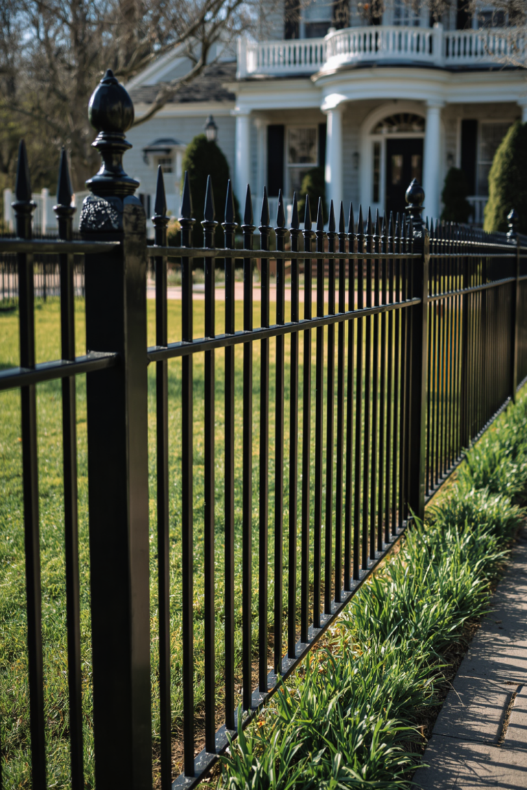 wrought iron fence front yard