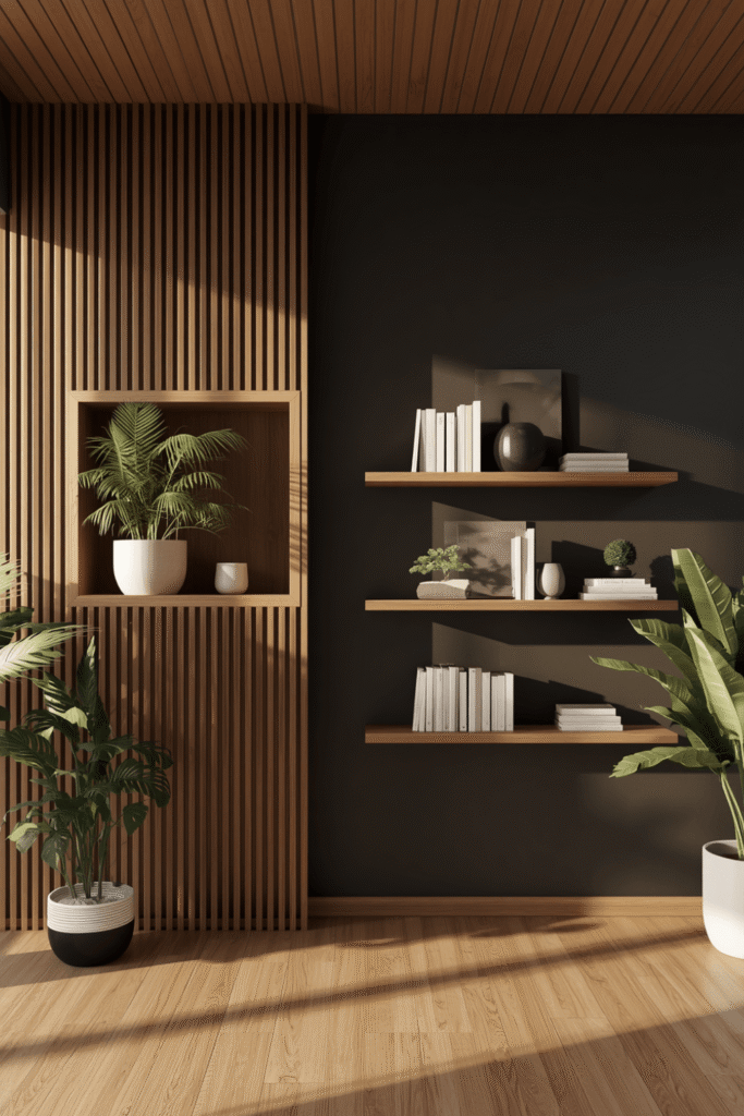 2. Vertical Wood Panel Wall