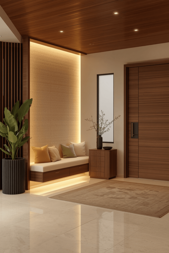 3. Dark Wood Entryway Balance