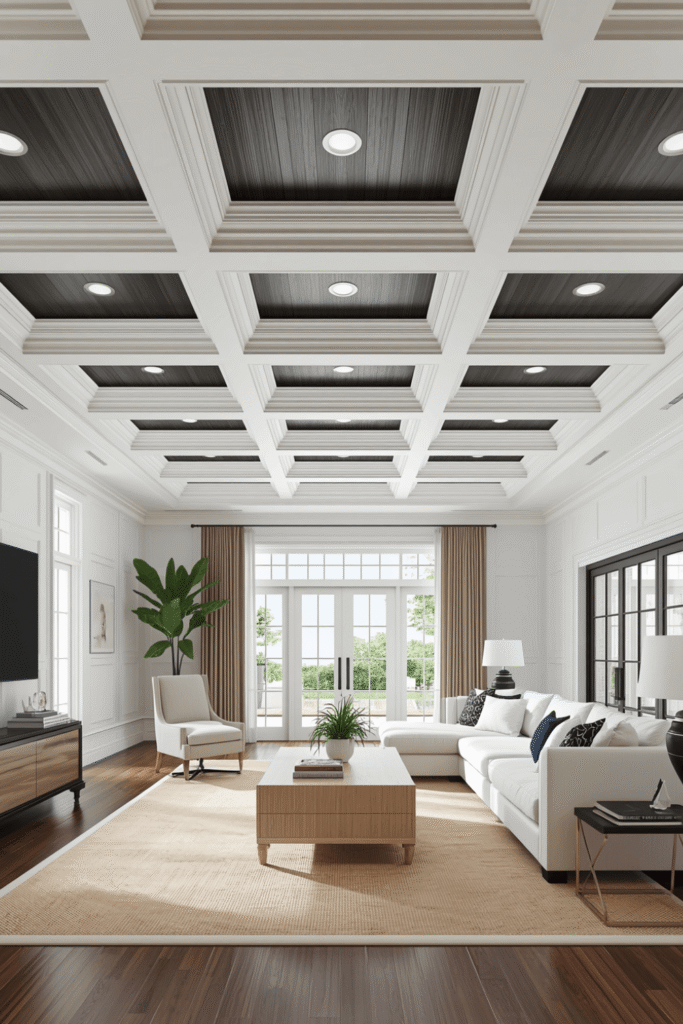 5. Navy and White Living Room
