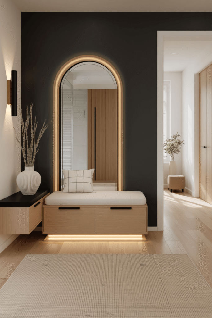 Black And Wood Entryway