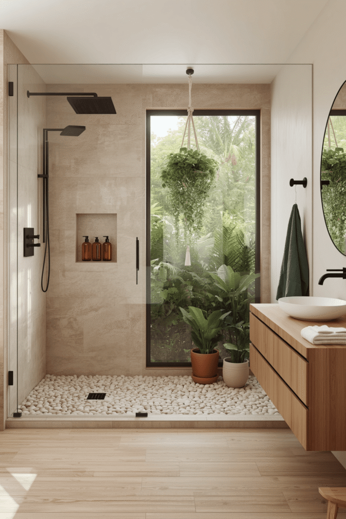 Pebble Floor Bathroom Details for a Spa-Like Feel