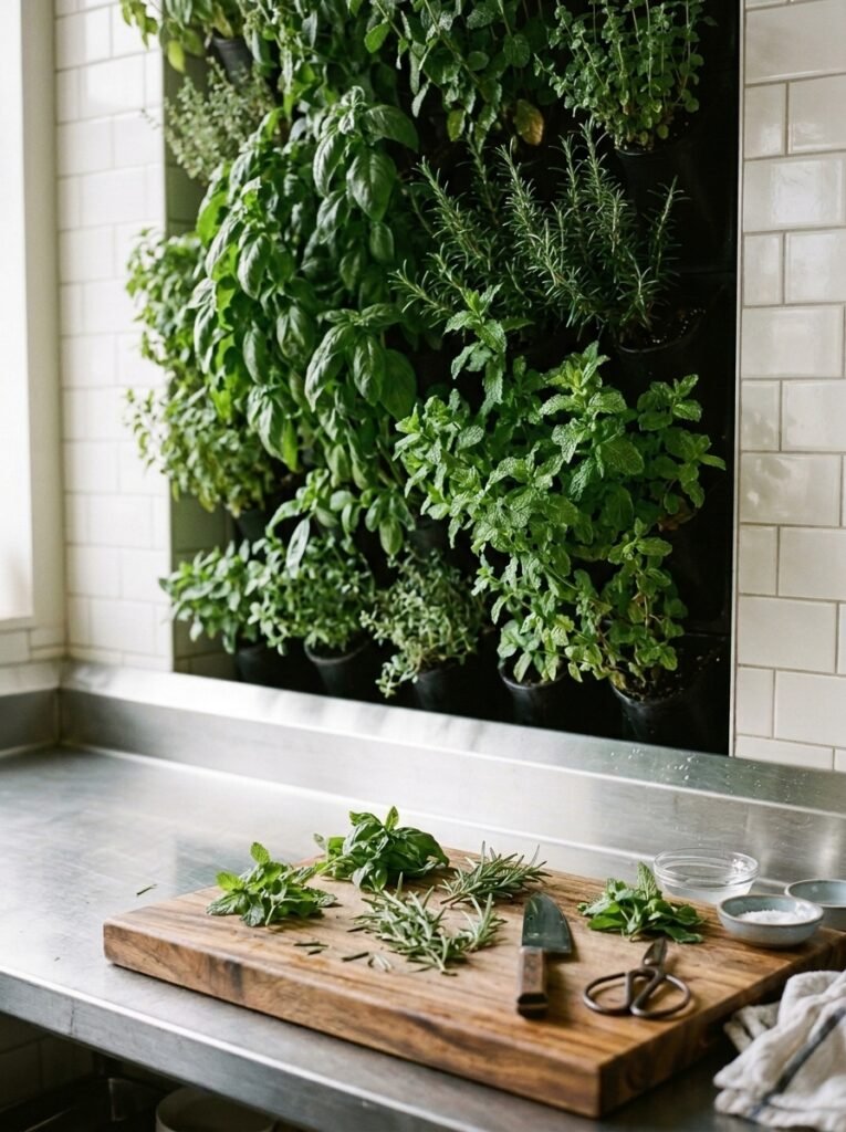 1. Vertical Garden Kitchen With a Green Wall