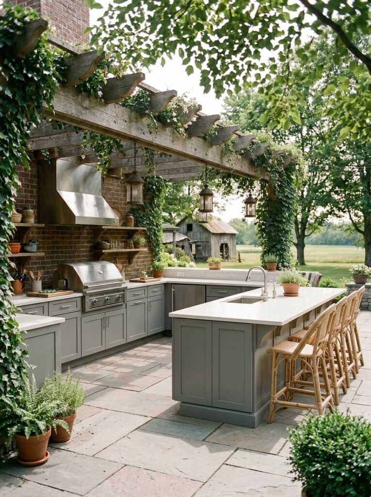 12. Transitional Patio Kitchen