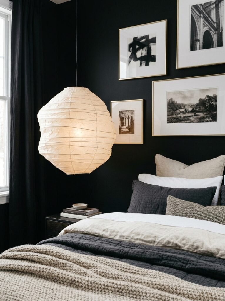 15. Black Headboard Against Light Bedroom Walls