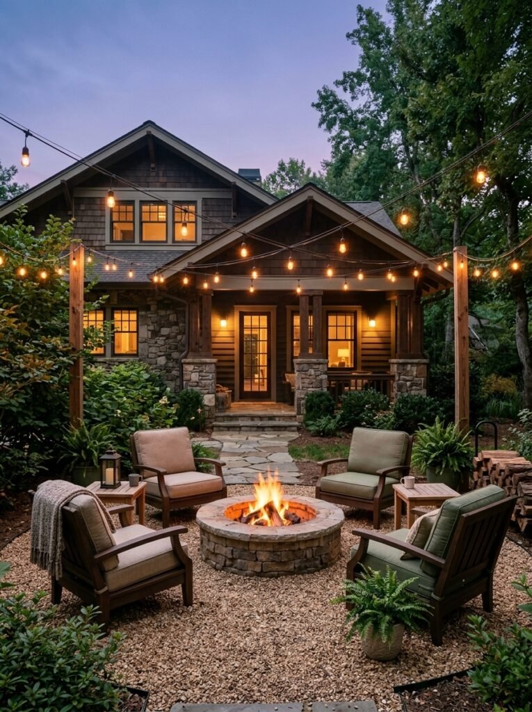 Front Patio Decorating Ideas with cozy outdoor seating, decorative plants, and stylish patio furniture