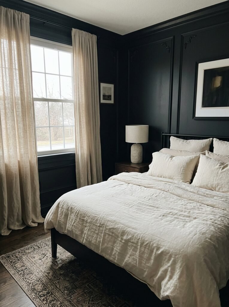 22. Black-Framed Windows and Mirrors for Bold Style