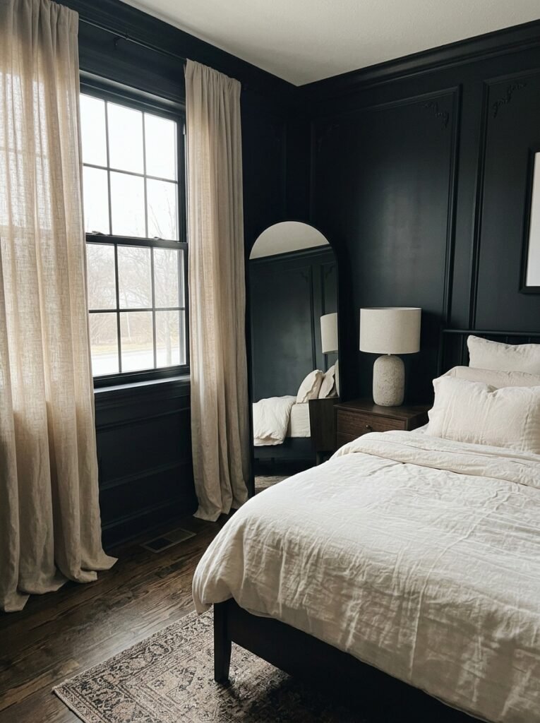 23. Neutral Nightstand Styling in Black-Themed Bedrooms