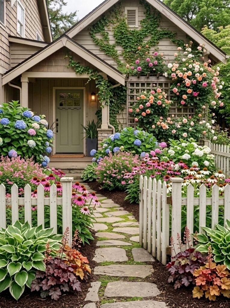 4. Low-Maintenance Perennial Walkway