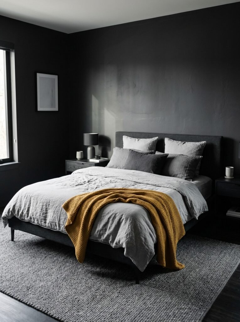 5. Bold Black Bedroom Decor with an All-Black Bed