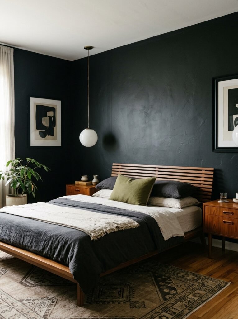 9. Classic Black and Beige Bedroom Aesthetic