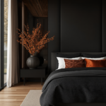 Black Wall Bedroom Pairings With Natural Texture