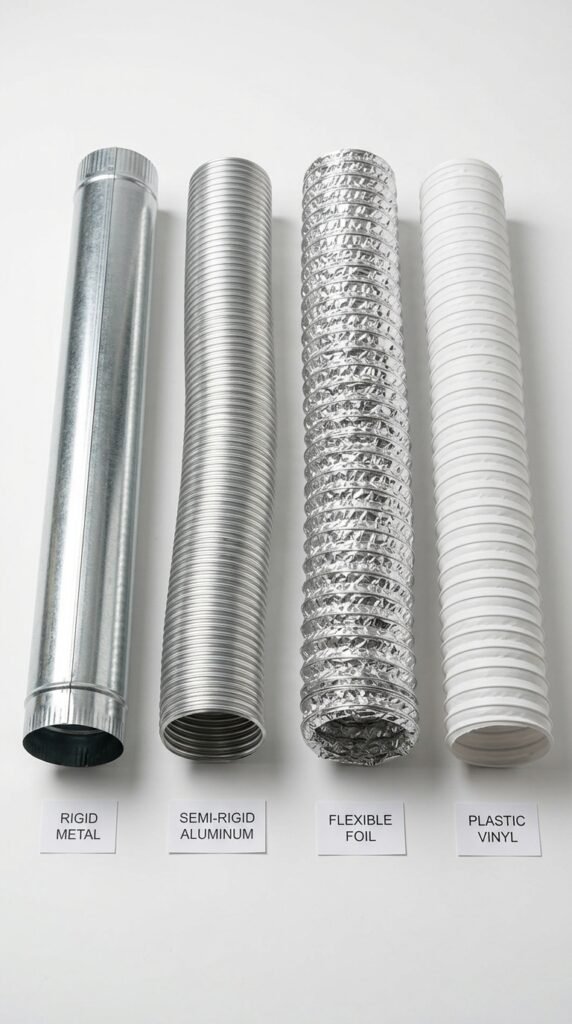 Comparison of rigid, semi-rigid, foil and plastic dryer duct hoses