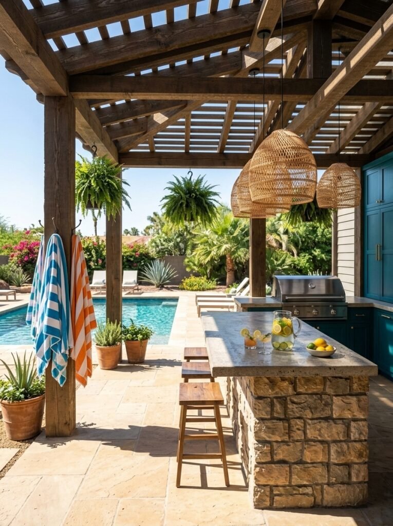 Covered Pool Patio Kitchen