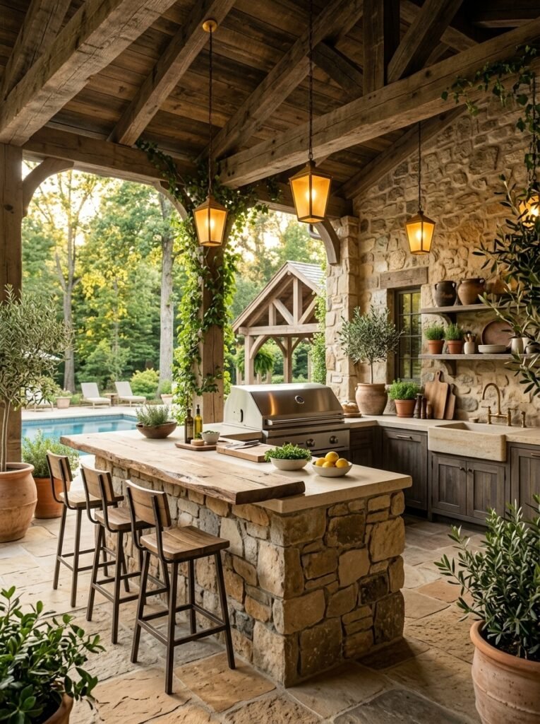 Covered Stone Kitchen
